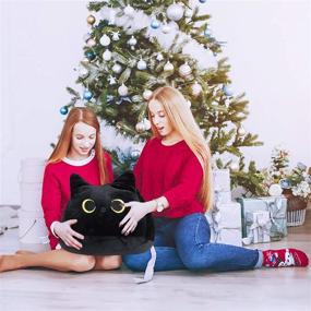 img 1 attached to 🐱 Black Cat Plush Toy Pillow - Creative Cat Shaped Lumbar Support for Girlfriend, Valentines, Children - Birthday Gift (M-8.3")