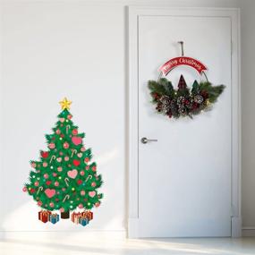 img 2 attached to HOMirable 15 Inch LED Lighted Christmas Wreath with Pine Cones - Festive Front Door Party Decor, Merry Christmas Wreath with Wooden Christmas Tree - Ideal Front Door Home Decoration, Xmas Holiday Garden Wall Ornaments - Perfect Gifts