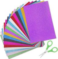 sparkly glitter cardstock paper, 20 sheets for diy party and graduation decorations, including children safety scissors - multi-color logo