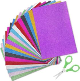 img 4 attached to Sparkly Glitter Cardstock Paper, 20 Sheets for DIY Party and Graduation Decorations, Including Children Safety Scissors - Multi-Color