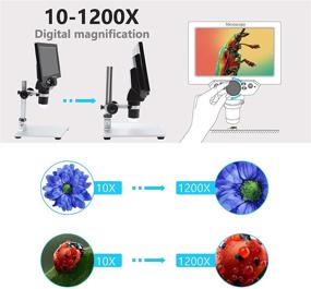 img 2 attached to 🔬 High Definition 7 Inch LCD Digital Microscope with 64GB TF Card, 1200x Magnification, 12MP Ultra-Precise Focus Camera, Full HD 1080P Video Microscope, 8 LED Lights - Ideal for Coin Circuit Board Soldering, PCB Inspection, Watch and Clock Repair