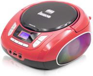 🎧 lauson woodsound nxt562 portable cd player with color changing light, usb, mp3, small fm radio, boombox for kids with headphone jack - red logo