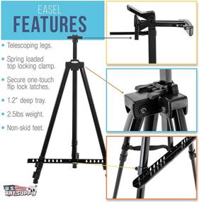 img 2 attached to U.S. Art Supply 84-Inch High XL Reinforced Aluminum Easel, Black Tripod Artist Field and Display Easel Stand - Extra Large Floor/Tabletop, Adjustable Height 20-Inch to 7 Feet, Holds 64-Inch Canvas, Portable Bag