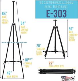 img 3 attached to U.S. Art Supply 84-Inch High XL Reinforced Aluminum Easel, Black Tripod Artist Field and Display Easel Stand - Extra Large Floor/Tabletop, Adjustable Height 20-Inch to 7 Feet, Holds 64-Inch Canvas, Portable Bag