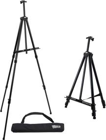 img 4 attached to U.S. Art Supply 84-Inch High XL Reinforced Aluminum Easel, Black Tripod Artist Field and Display Easel Stand - Extra Large Floor/Tabletop, Adjustable Height 20-Inch to 7 Feet, Holds 64-Inch Canvas, Portable Bag