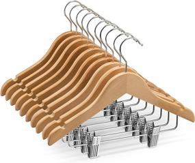 img 4 attached to 👶 Premium Wooden Kids Hangers With Clips (Pack of 10) - Smooth & Durable Wood Baby Hangers for Nursery - 12.5 Inch - 360° Swivel Hook & Cut Notches - Ideal Toddler Hanger for Dresses, Skirts, and Pants