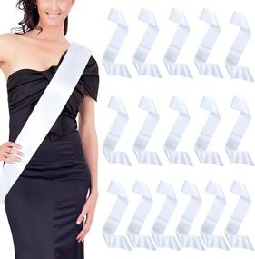 img 4 attached to 🎀 Dreamtop 16Pcs White Blank Satin Sashes - Versatile DIY Sashes for Pageants, Weddings, and Birthdays