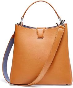 img 3 attached to 👜 Женские сумки из натуральной кожи Heshe Tote Top Handle Bucket Bag: стильные плечевые сумки для женщин, кошельки и сумки через плечо.