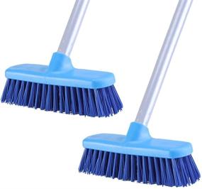 img 4 attached to YONILL 50-Inch Long Handle Deck Brush - 2-Pack Stiff Bristle Scrub Brushes for Shower Cleaning, Floor Scrubbing Brush for Bathroom, Tub, Tile Floors, Garage and Patio - Ideal for Bathtub and Outdoor Surfaces