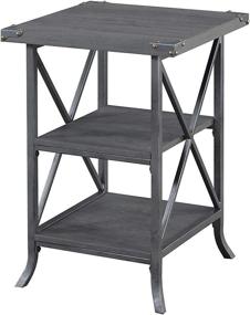 img 4 attached to Convenience Concepts Brookline End Table: Charcoal Gray/Slate Gray Frame - Sleek and Functional Furniture