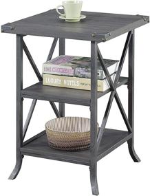 img 2 attached to Convenience Concepts Brookline End Table: Charcoal Gray/Slate Gray Frame - Sleek and Functional Furniture