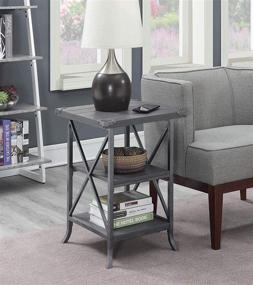 img 1 attached to Convenience Concepts Brookline End Table: Charcoal Gray/Slate Gray Frame - Sleek and Functional Furniture