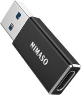 🔌 адаптер usb c female к usb male - nimaso usb type c к usb 3.0, быстрая зарядка для macbook pro 2015/2013, macbook air 2017/2015, ноутбуков, пк, стенных зарядок, power bank и многое другое - скорость 5gbps логотип