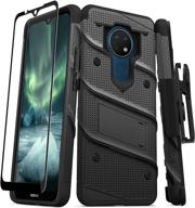 📱 zizo bolt series nokia c5 endi case with screen protector kickstand holster lanyard - reliable and stylish black & black protection logo