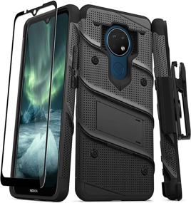 img 4 attached to 📱 ZIZO Bolt Series Nokia C5 Endi Case with Screen Protector Kickstand Holster Lanyard - Reliable and Stylish Black & Black Protection