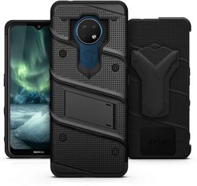 img 3 attached to 📱 ZIZO Bolt Series Nokia C5 Endi Case with Screen Protector Kickstand Holster Lanyard - Reliable and Stylish Black & Black Protection