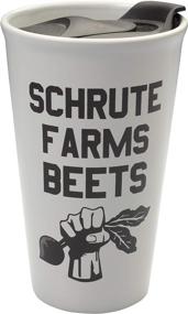 img 4 attached to The Office Schrute Farms Beets Travel Coffee Mug, 16 oz - Ceramic Tumbler with Spill-Proof Lid - Ideal Gift for Office Fans - Official The Office Merchandise