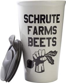 img 2 attached to The Office Schrute Farms Beets Travel Coffee Mug, 16 oz - Ceramic Tumbler with Spill-Proof Lid - Ideal Gift for Office Fans - Official The Office Merchandise