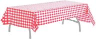 🏁 pack of 2 red &amp; white premium plastic checkered flag tablecloths - perfect for picnic tables, party decorations, and tablecovers (2, red &amp; white) logo