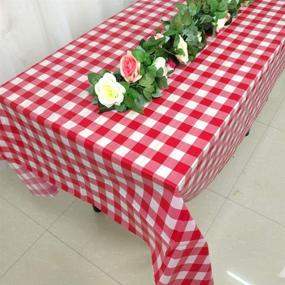 img 1 attached to 🏁 Pack of 2 Red &amp; White Premium Plastic Checkered Flag Tablecloths - Perfect for Picnic Tables, Party Decorations, and Tablecovers (2, RED &amp; White)