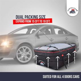 img 1 attached to 🚗 JUSTINCASE Rooftop Cargo Carrier Bag – 19 CFT Expandable Waterproof Car Top Carrier for Extra Car Roof Storage – Straps & Hooks Included, No Luggage Rack or Side Rails Required