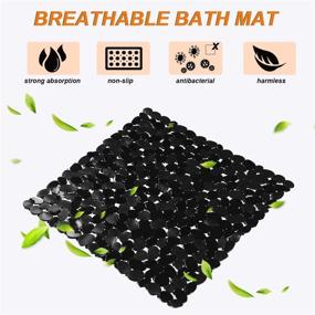 img 1 attached to 🛁 Non-Slip Bath Mat: Square Cobblestone Shower Safety Mat in PVC for Antiskid Bathing (Black)