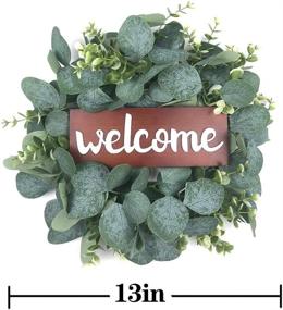 img 3 attached to 🏠 BEROSS 13-Inch Rustic Wood Wreath Welcome Sign for Front Door - Farmhouse Porch Decorations with Artificial Eucalyptus for Home, Wedding, Thanksgiving, Christmas