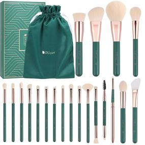 img 4 attached to 🌿 DUcare Professional Green Makeup Brush Set: 20Pcs with Silicone Face Mask Brush for Kabuki, Foundation, Blending, Powder, Blush, Concealers, and Eyeshadows