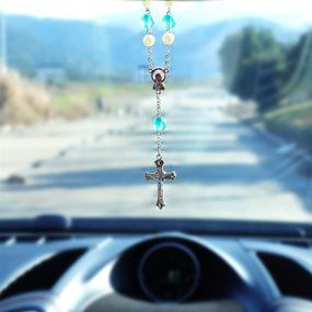 img 1 attached to Rosary Beads Rearview Mirror Catholic