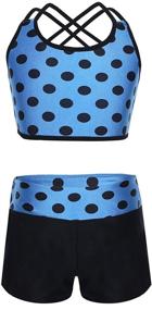 img 4 attached to 👯 Agoky Girls' 2-Piece Polka Dot Gymnastics Dancing Outfits Swimsuit – Top Bra with Shorts Clothes Set