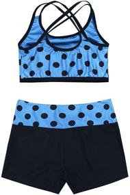 img 1 attached to 👯 Agoky Girls' 2-Piece Polka Dot Gymnastics Dancing Outfits Swimsuit – Top Bra with Shorts Clothes Set