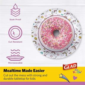 img 2 attached to 🍽️ Glad for Kids: Heavy Duty Disposable Unicorn Paper Plates for All Occasions - 20 Count, 7 Inch Soak Proof Microwavable Small Round Paper Plates with Cute Designs