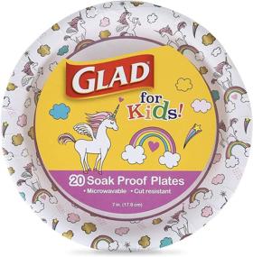 img 4 attached to 🍽️ Glad for Kids: Heavy Duty Disposable Unicorn Paper Plates for All Occasions - 20 Count, 7 Inch Soak Proof Microwavable Small Round Paper Plates with Cute Designs