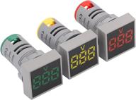 yeeco 3-pack digital mini led display voltmeter: ac 24-500v voltage tester meter with green, red & yellow led signal indicator lights, voltage meter monitor panel logo