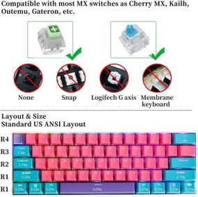 img 1 attached to 🔑 GTSP 61 Keycaps 60 Percent, Ducky One 2 Mini Keycaps PBT OEM Cute Keycap Set with Key Puller for Cherry MX Switches GK61/RK61/Anne pro 2/Joker Mechanical Gaming Keyboard, Ahri Theme - Key CAPS ONLY