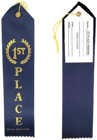 img 4 attached to 🏅 Premium Quality 1st Place (Blue) Award Ribbons with Card and String - Pack of 24