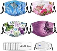 🦜 hummingbird face mask: reusable unisex adult butterfly mask (4 pack) + 10 filters – anti dust protection logo