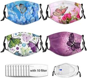 img 4 attached to 🦜 Hummingbird Face Mask: Reusable Unisex Adult Butterfly Mask (4 Pack) + 10 Filters – Anti Dust Protection