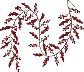 img 4 attached to 🎄 6 Ft Red Berry Garland Christmas – Vibrant Berry Twig Garland with Wired Stems, Bulk Assorted Large Berries and Clusters – Rustic Holiday Fireplace, Table Runner, Centerpiece Decor by Artiflr