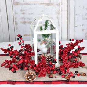 img 2 attached to 🎄 6 Ft Red Berry Garland Christmas – Vibrant Berry Twig Garland with Wired Stems, Bulk Assorted Large Berries and Clusters – Rustic Holiday Fireplace, Table Runner, Centerpiece Decor by Artiflr