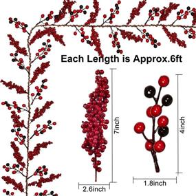 img 1 attached to 🎄 6 Ft Red Berry Garland Christmas – Vibrant Berry Twig Garland with Wired Stems, Bulk Assorted Large Berries and Clusters – Rustic Holiday Fireplace, Table Runner, Centerpiece Decor by Artiflr