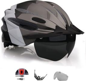 img 4 attached to 🚲 Adjustable Adult Bike Helmet with Light, iWUNTONG – Detachable Goggles, Removable Visor, Lightweight Vented Mountain Road Helmet for Men and Women