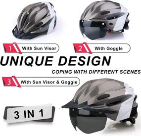 img 1 attached to 🚲 Adjustable Adult Bike Helmet with Light, iWUNTONG – Detachable Goggles, Removable Visor, Lightweight Vented Mountain Road Helmet for Men and Women