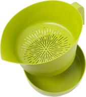 🥦 efficient green easy greasy plastic strainer with handle - 3 pc colander set - ground beef grease strainer (green) logo