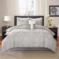 madison park averly 7 piece comforter set, queen size, grey (90 in x 90 inches) logo