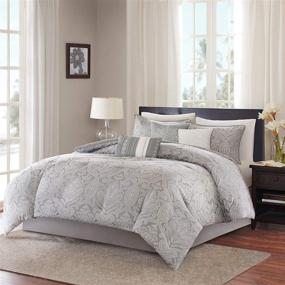 img 3 attached to Madison Park Averly 7 Piece Comforter Set, Queen Size, Grey (90 in x 90 inches)