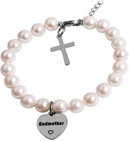 img 4 attached to 🙏 Religious Jewelry: RUNXINTD Godmother Bracelet - Perfect Baptism Gift & Mother's Day Gift for Godmother and Goddaughter