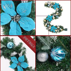 img 2 attached to 🎄 WBHome 6ft Blue Themed Pre-lit Christmas Garland with 30 LED Lights – Holiday Decor, 140 Branch Tips, Battery Operated (Batteries NOT Included)