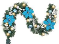 🎄 wbhome 6ft blue themed pre-lit christmas garland with 30 led lights – holiday decor, 140 branch tips, battery operated (batteries not included) логотип