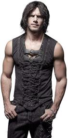 img 3 attached to 🤘 Punk Rave Leather Sleeveless Steampunk Men's Shirts: Revamp Your Style with Edgy Attire